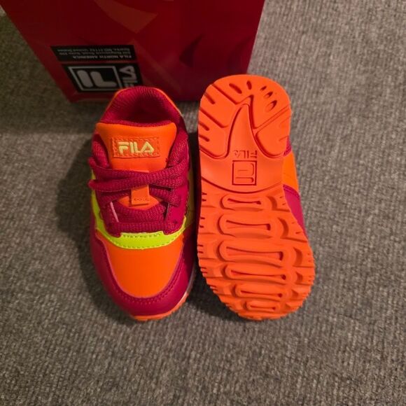 FILA Infants Sz 6 Cress Color Block Sneaker Shoe 7RM02044-832 shor/fred/sfty NIB - Picture 7 of 7